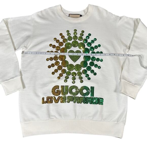 Gucci Love Parade Sequin Cotton Sweatshirt White NWT Oversized Small - Picture 8 of 9